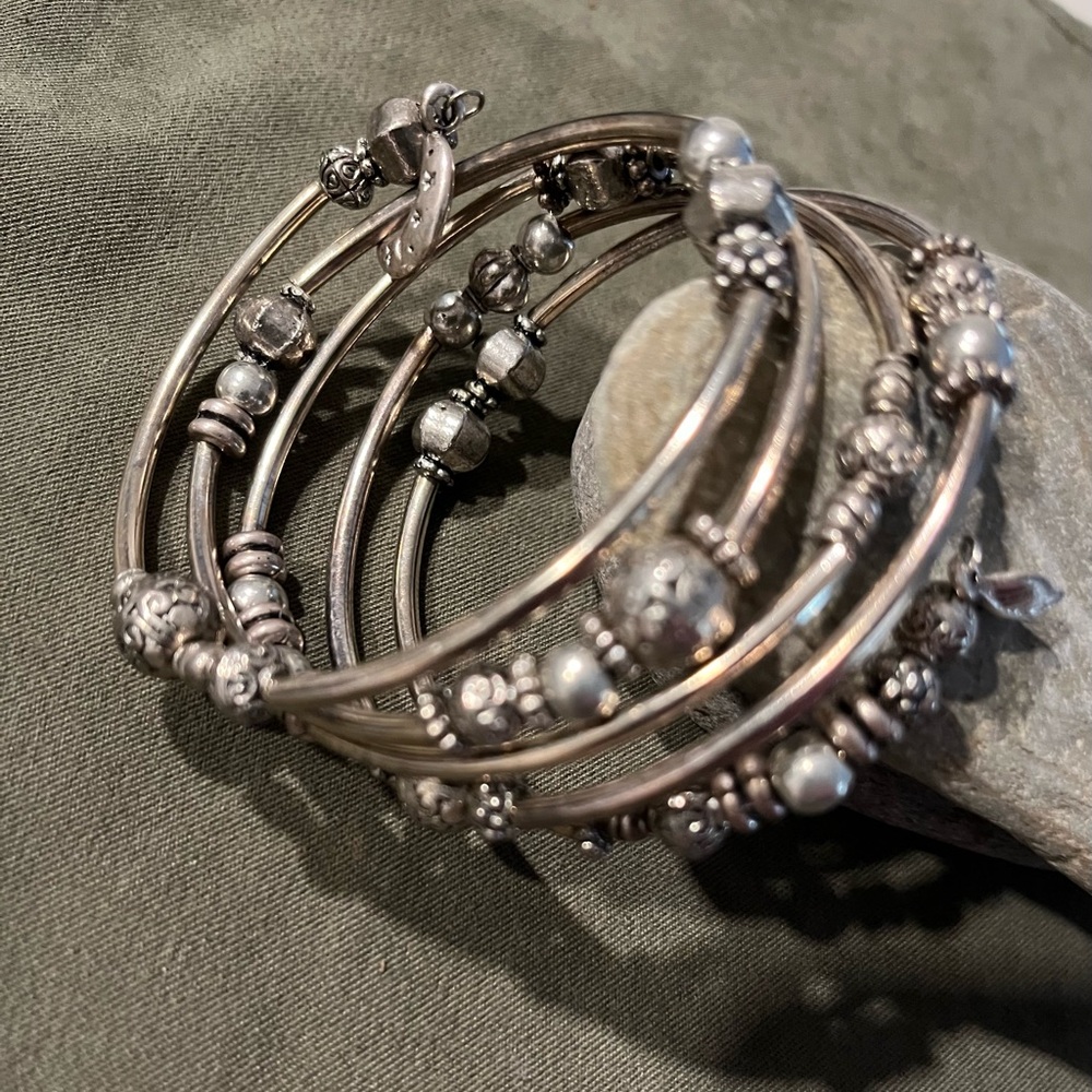 Boho look  Silver wire wrapped Bracelet
